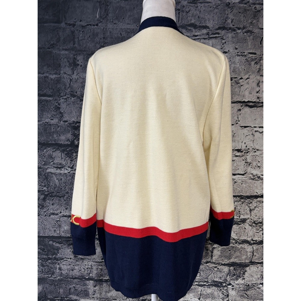 Tricoville Cardigan Sweater Womens 10 Multicolor Stripe Gold Buttons Pockets - Picture 3 of 14